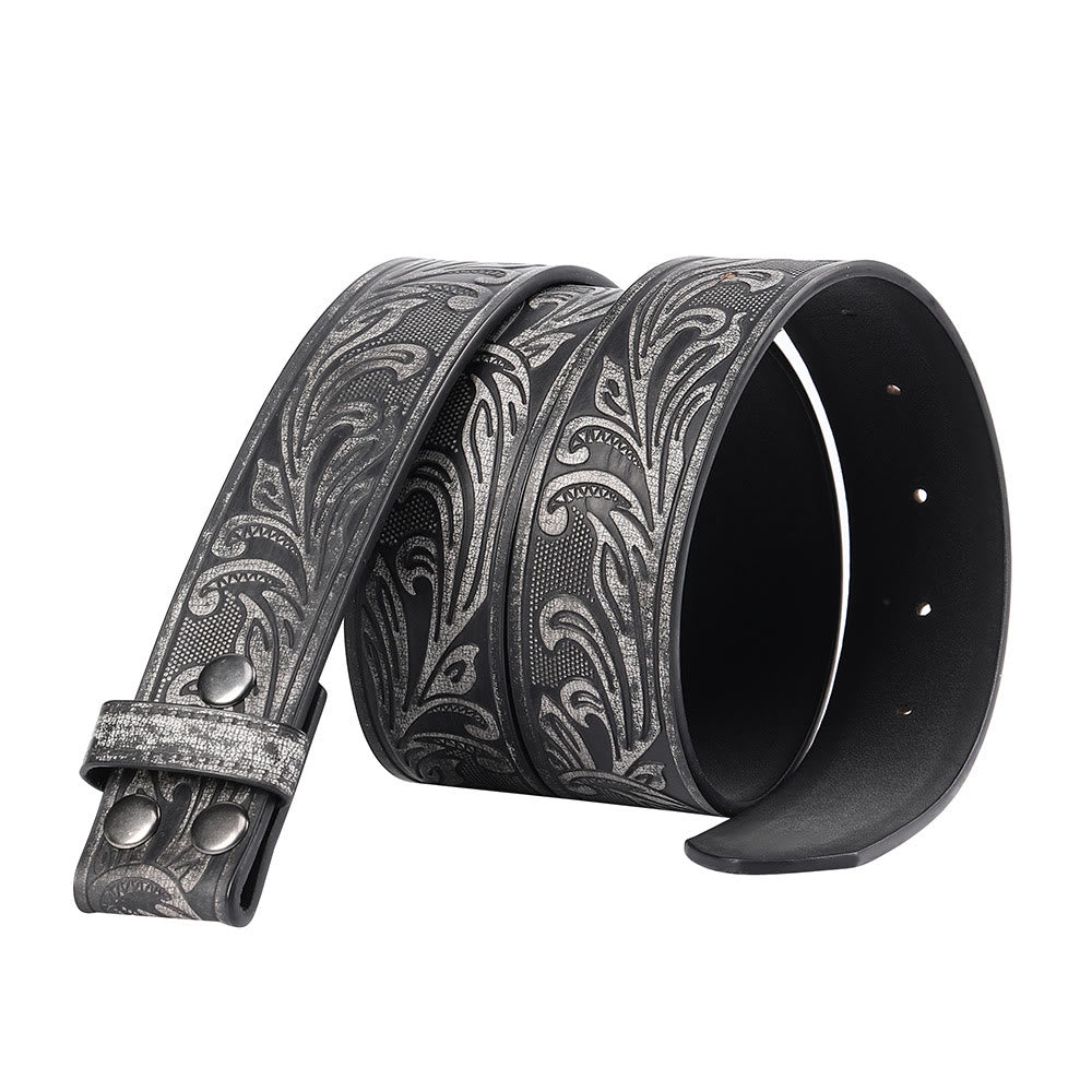 Ceinture en cuir à motif floral noir pour homme