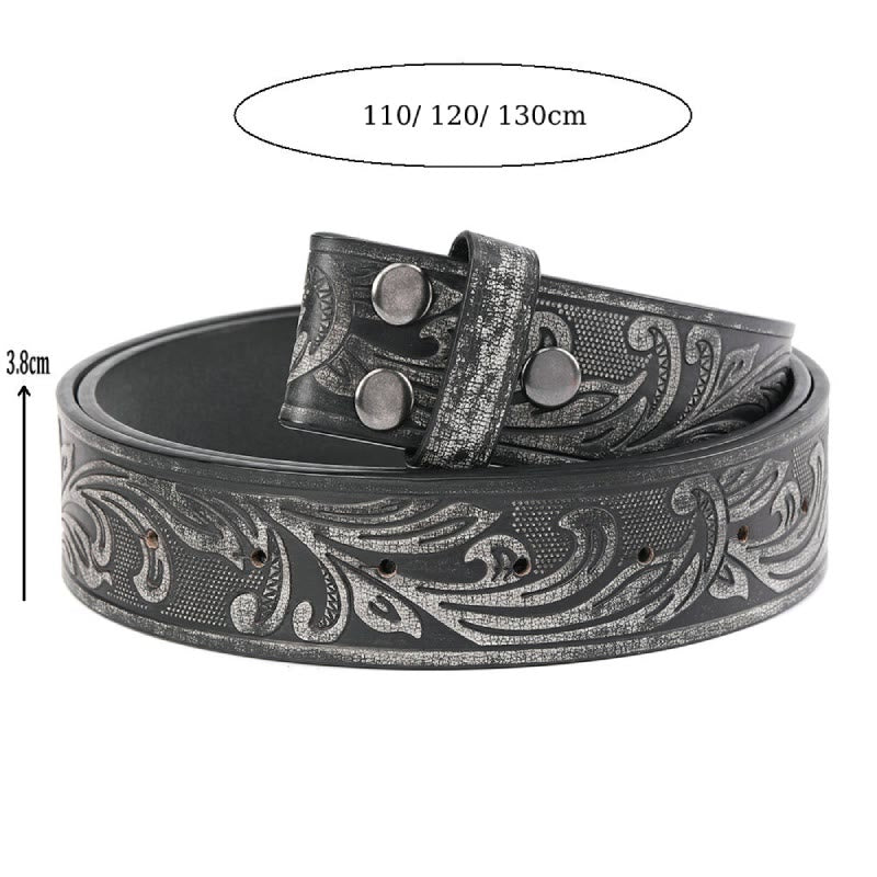 Ceinture en cuir à motif floral noir pour homme