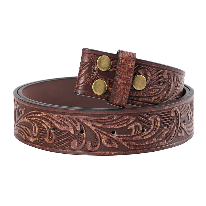 Ceinture en cuir marron à motif floral pour homme