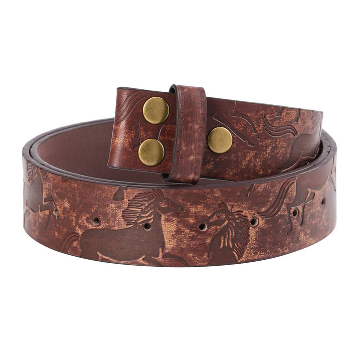 Ceinture en cuir marron à motif cheval pour homme