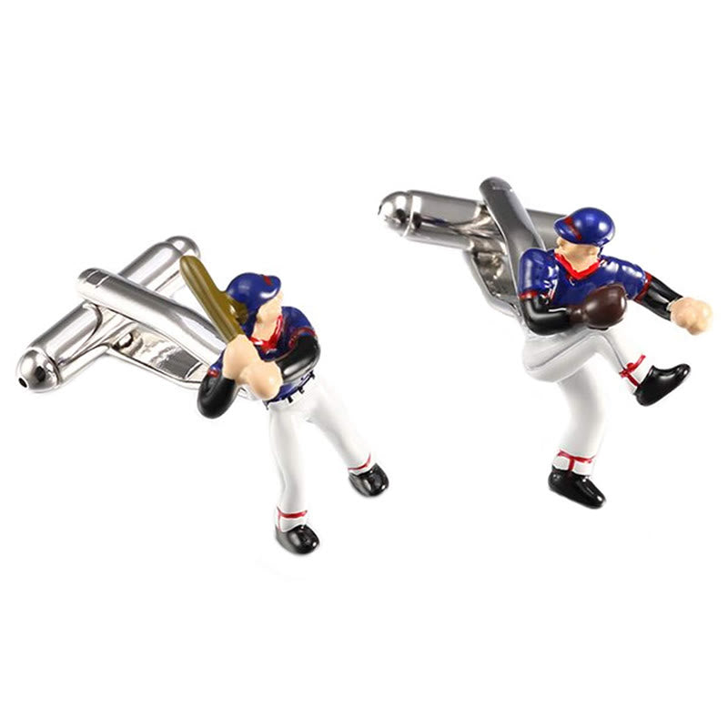 Lot de 1 paire de boutons de manchette pour homme avec couvre-boutons Baseball Time - image 1