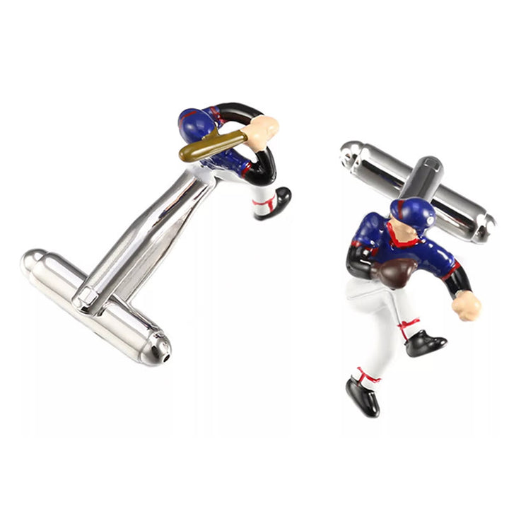 Lot de 1 paire de boutons de manchette pour homme avec couvre-boutons Baseball Time - image 3