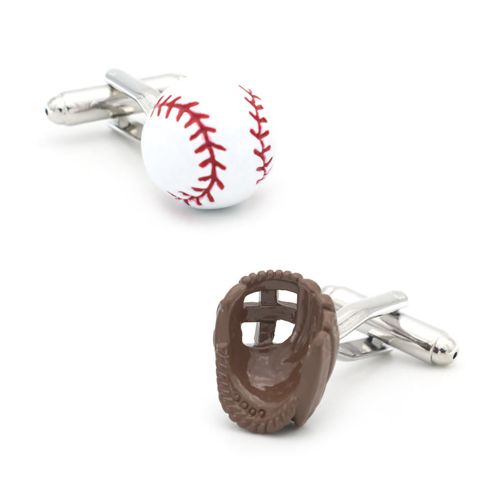 Ensemble de couvre-boutons de gants de joueur de baseball pour hommes, 1 paire, boutons de manchette - 1 paire (ballon + gants) - image 0