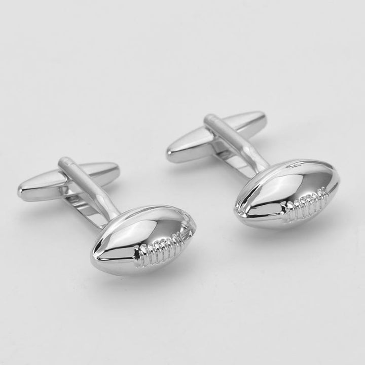 Lot de 1 paire de couvre-boutons Rugby Time pour hommes - Argent - image 0