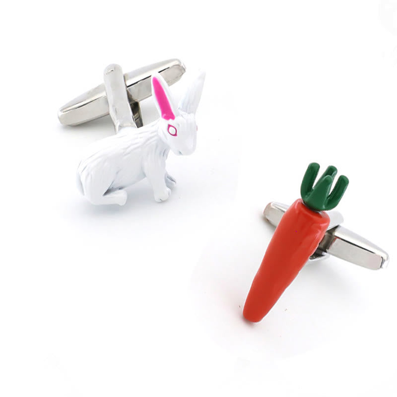 Ensemble de boutons de manchette pour homme, 1 paire, motif lapin et carotte - Lapin et carotte - image 0