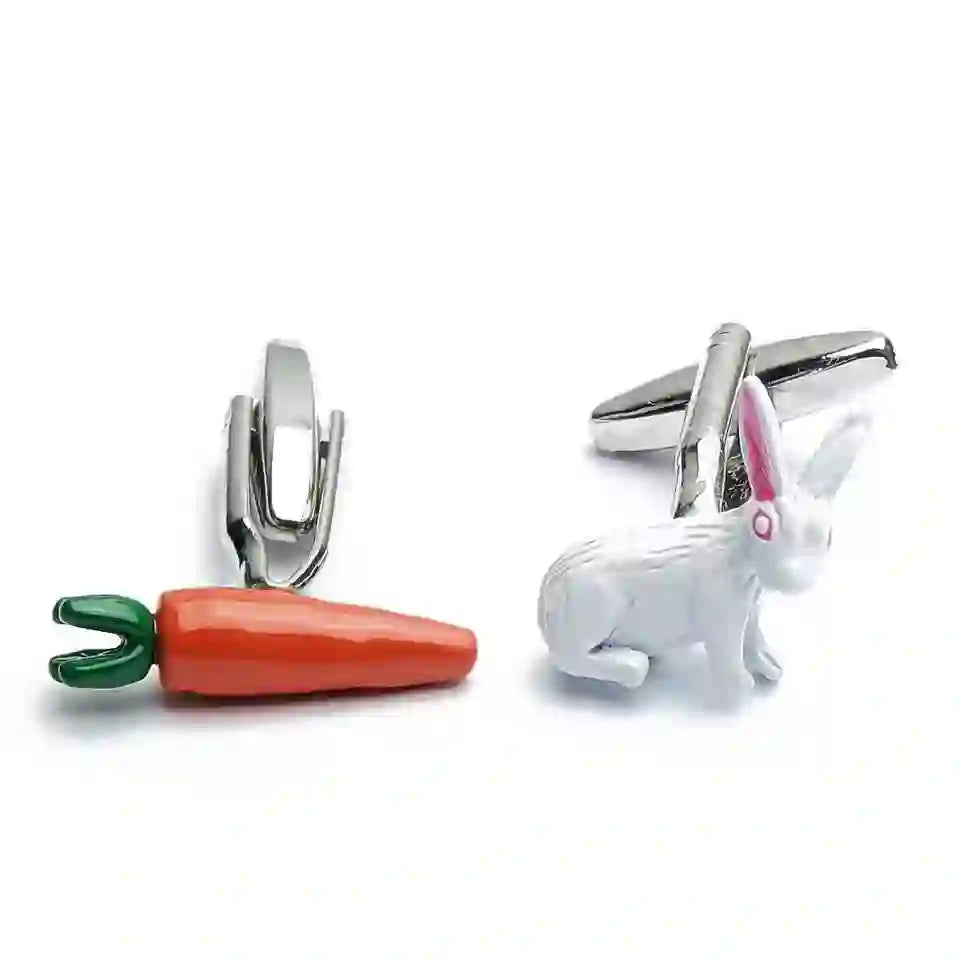 Ensemble de boutons de manchette pour homme, 1 paire, motif lapin et carotte