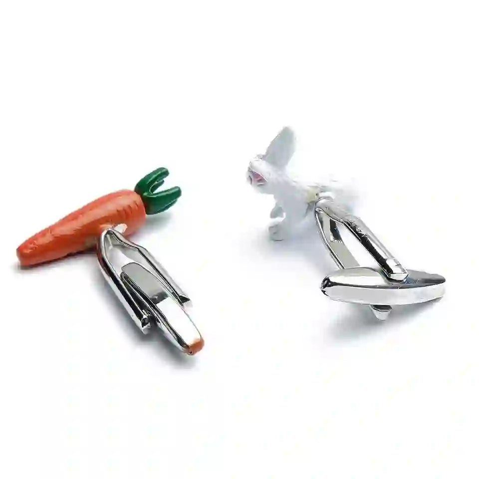 Ensemble de boutons de manchette pour homme, 1 paire, motif lapin et carotte