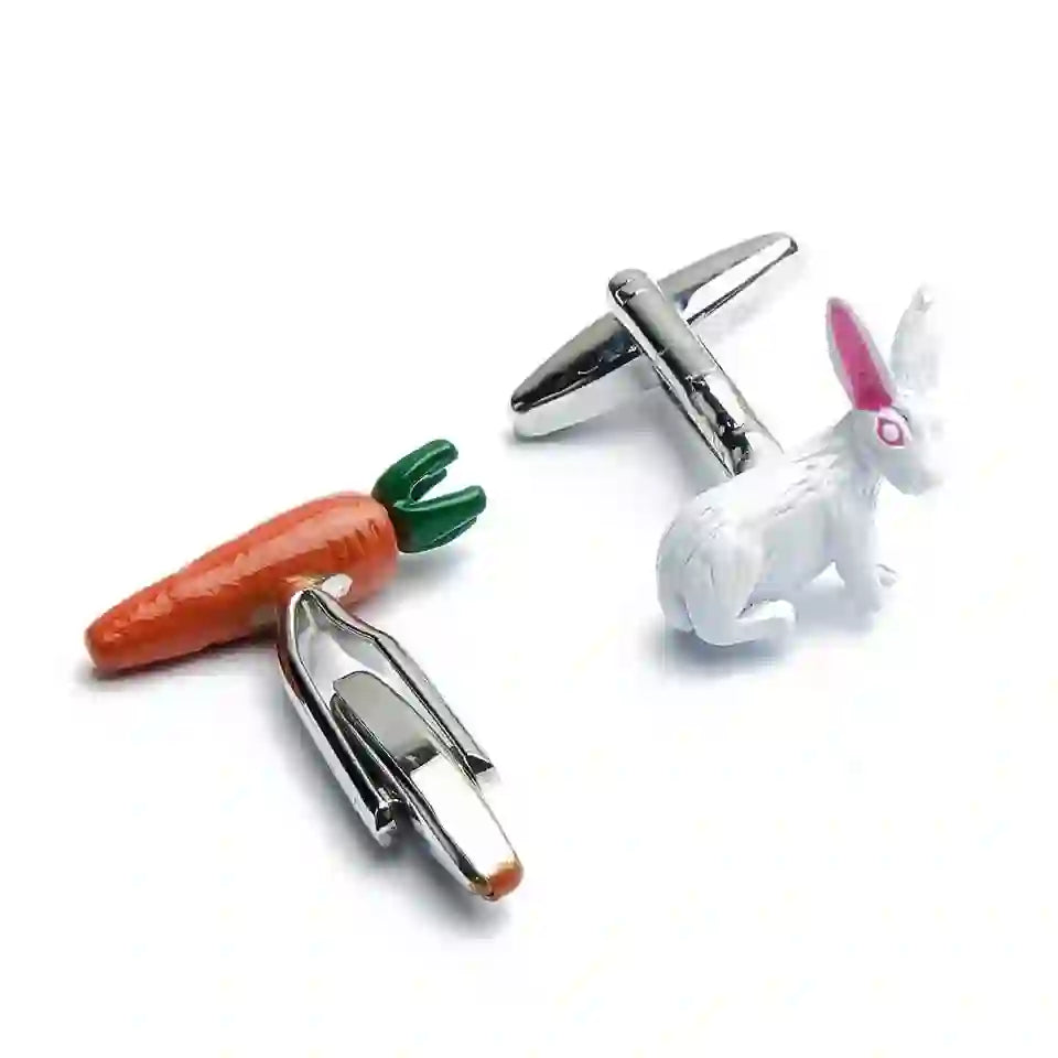Ensemble de boutons de manchette pour homme, 1 paire, motif lapin et carotte