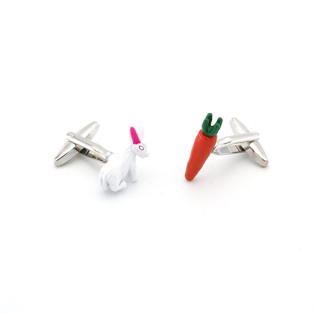 Ensemble de boutons de manchette pour homme, 1 paire, motif lapin et carotte - image 9