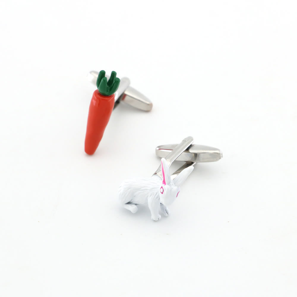 Ensemble de boutons de manchette pour homme, 1 paire, motif lapin et carotte