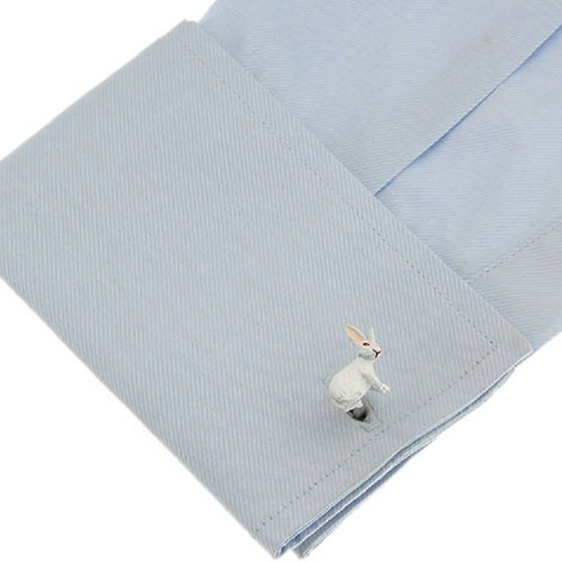 Lot de 1 paire de couvre-boutons de manchette pour homme en forme de lapin mignon