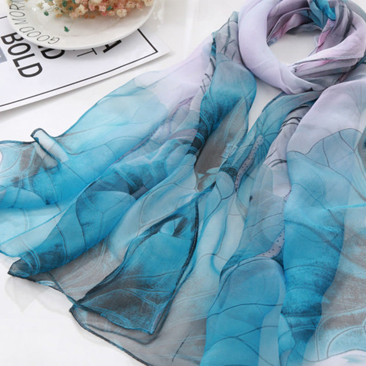 Écharpe de plage en mousseline de soie douce pour femme, motif floral, protection solaire - image 10