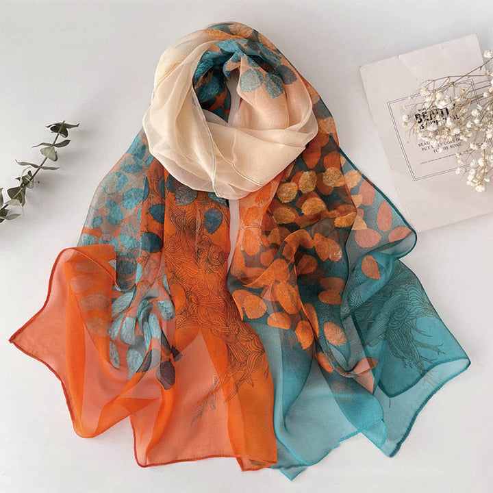 Écharpe de plage en mousseline de soie douce pour femme, motif floral, protection solaire - #15 Vert clair - image 17