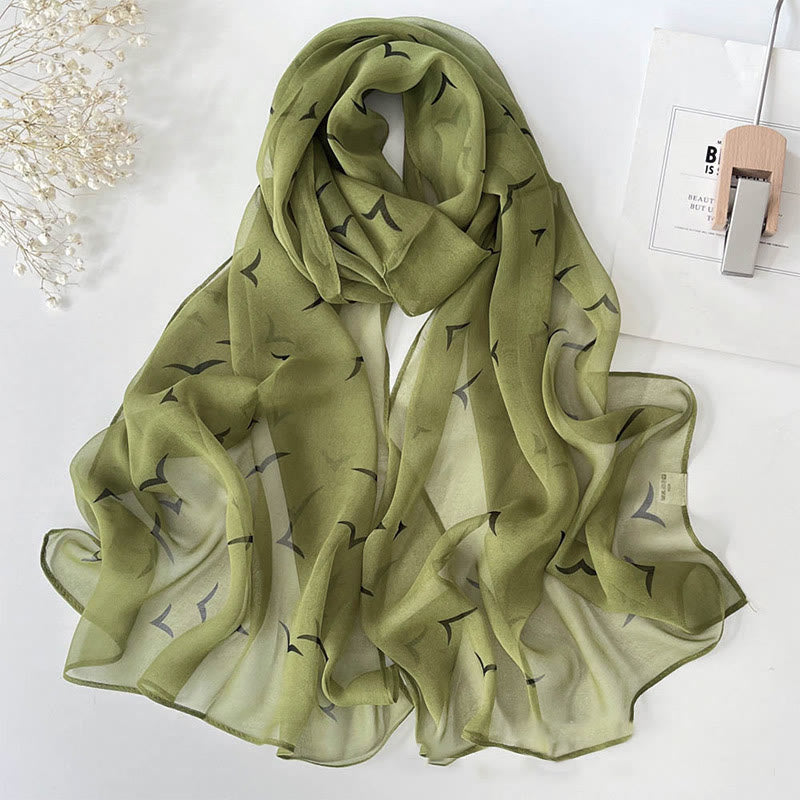 Écharpe de plage en mousseline de soie douce pour femme, motif floral, protection solaire - #10 Vert olive - image 12