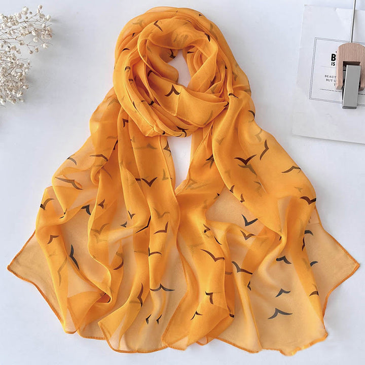 Écharpe de plage en mousseline de soie douce pour femme, motif floral, protection solaire - #12 Orange foncé - image 14