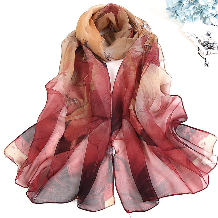 Écharpe de plage en mousseline de soie douce pour femme, motif floral, protection solaire