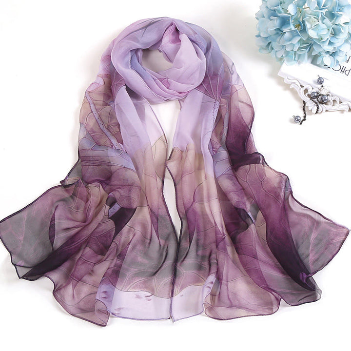 Écharpe de plage en mousseline de soie douce pour femme, motif floral, protection solaire