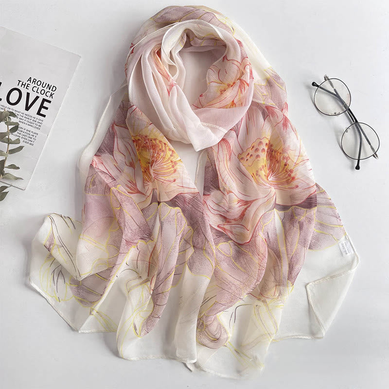 Écharpe de plage en mousseline de soie douce pour femme, motif floral, protection solaire