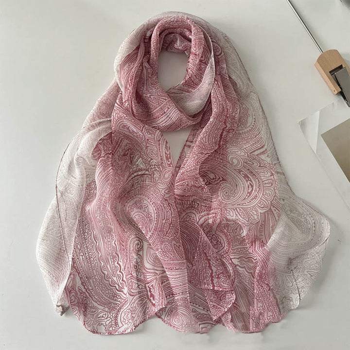 Écharpe de plage en mousseline de soie douce pour femme, motif floral, protection solaire - #43 Prune - image 45