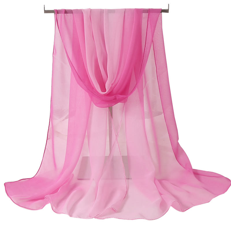Écharpe fine d'été douce et unie pour femme avec protection solaire - #7 Rose vif - image 8