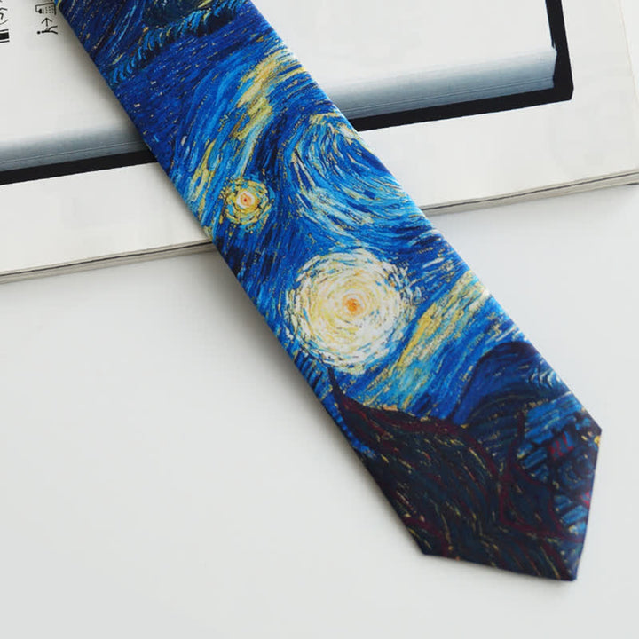 Cravate pour homme avec peinture bleue et nuit étoilée