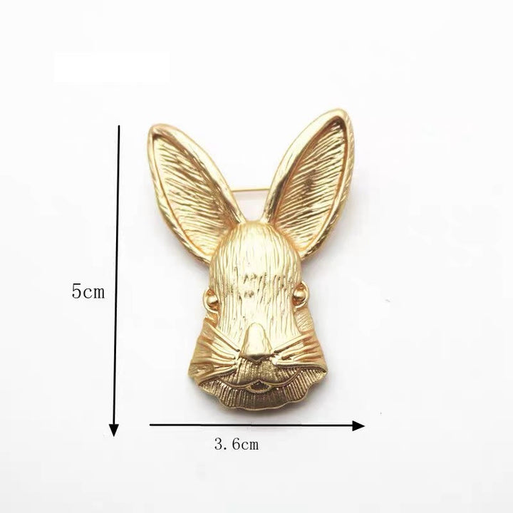 Broche en métal vintage en forme de tête de lapin