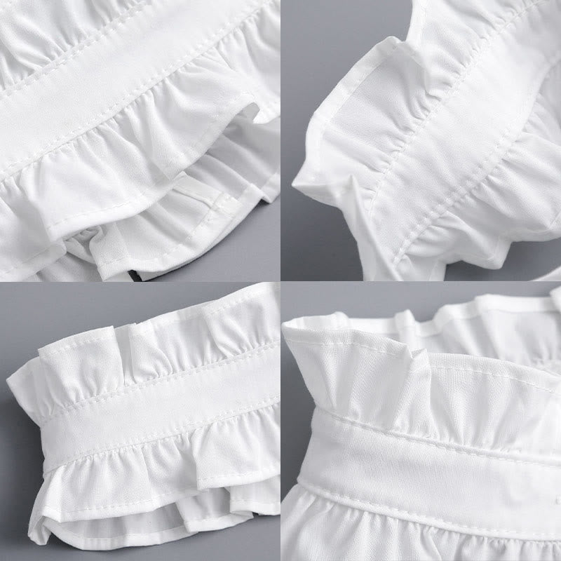 Chemise blanche à col plissé avec faux col amovible à boutons
