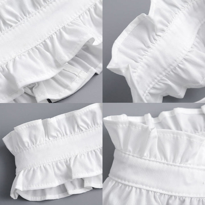 Chemise blanche à col plissé avec faux col amovible à boutons