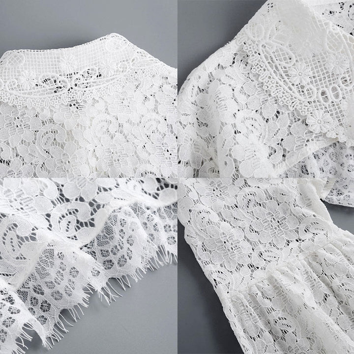 Cape en dentelle florale pour protection solaire, chemisier demi-chemise amovible