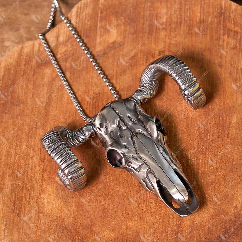 Boucle de ceinture multifonction avec pendentif en forme de crâne de mouton argenté (prévente)