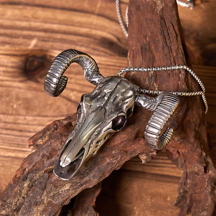 Boucle de ceinture multifonction avec pendentif en forme de crâne de mouton argenté