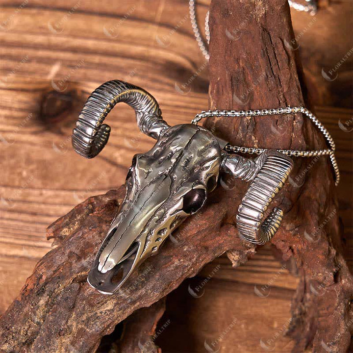 Boucle de ceinture multifonction avec pendentif en forme de crâne de mouton argenté (prévente)