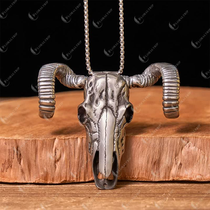 Boucle de ceinture multifonction avec pendentif en forme de crâne de mouton argenté (prévente)
