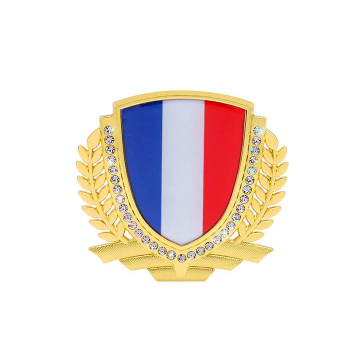 Autocollant en métal avec drapeau national pour voiture avec strass