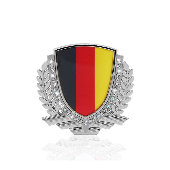 Autocollant en métal avec drapeau national pour voiture avec strass