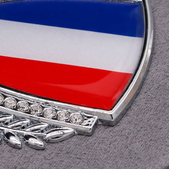 Autocollant en métal avec drapeau national pour voiture avec strass