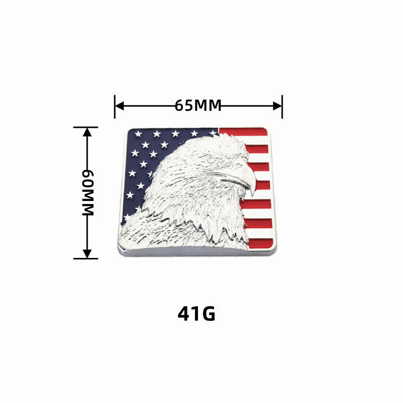 Badge autocollant en métal pour voiture avec drapeau américain et aigle à tête blanche