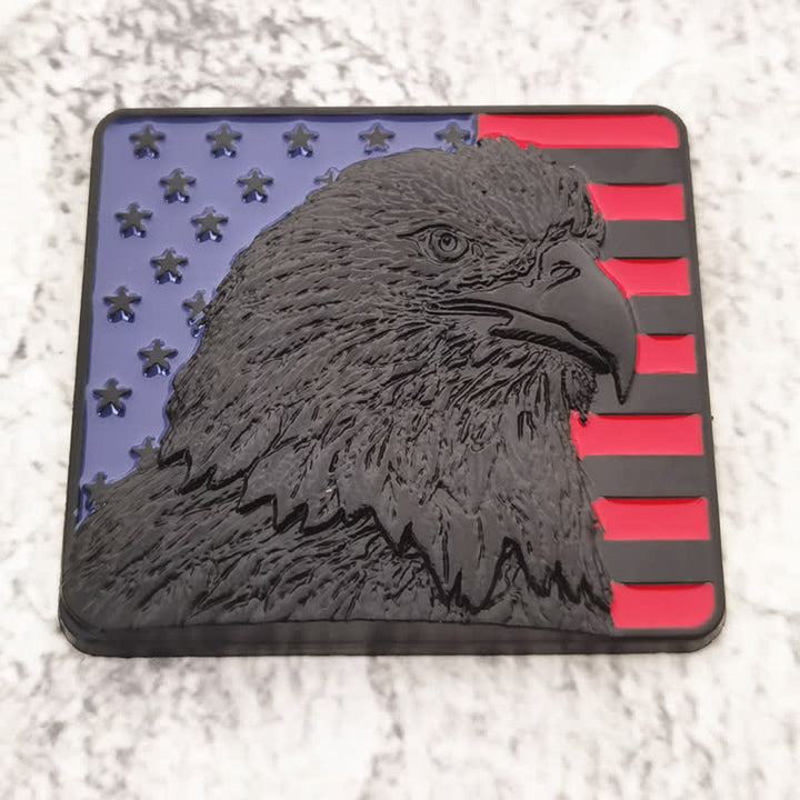 Badge autocollant en métal pour voiture avec drapeau américain et aigle à tête blanche