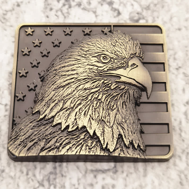 Badge autocollant en métal pour voiture avec drapeau américain et aigle à tête blanche