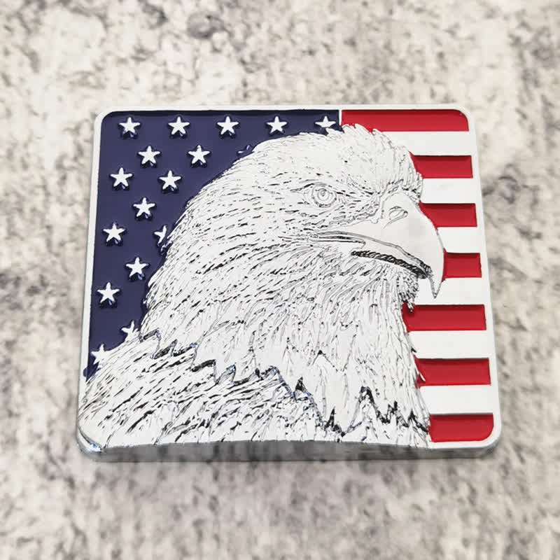 Badge autocollant en métal pour voiture avec drapeau américain et aigle à tête blanche
