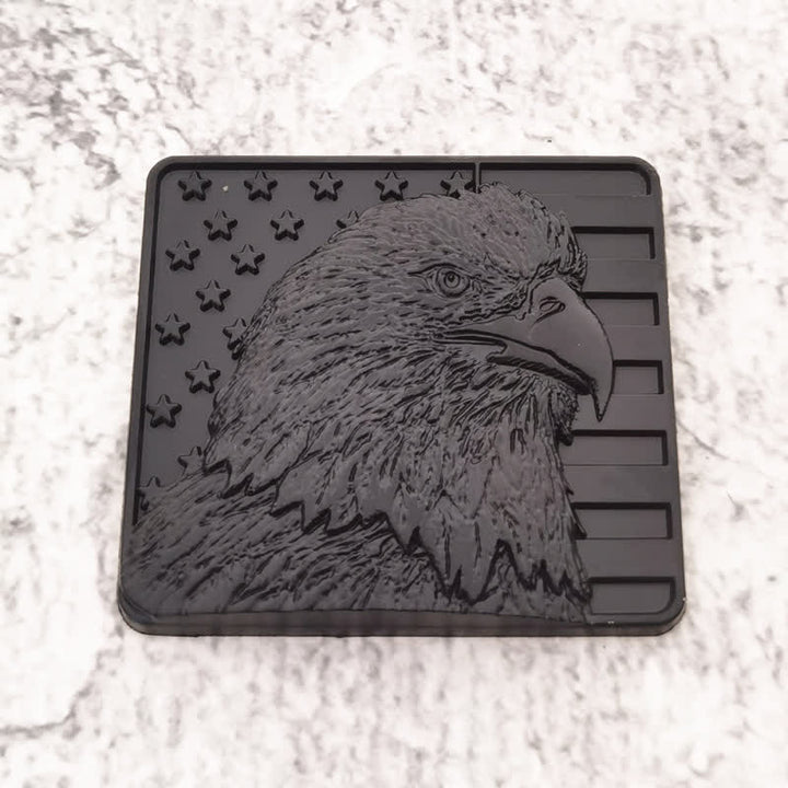 Badge autocollant en métal pour voiture avec drapeau américain et aigle à tête blanche