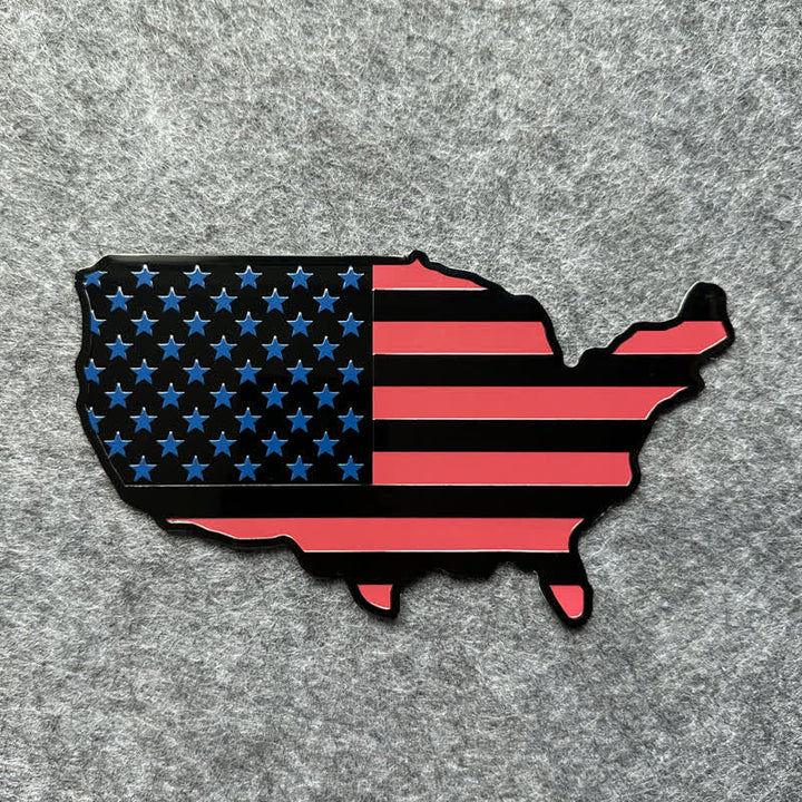 Badge autocollant en métal pour voiture avec carte du drapeau américain