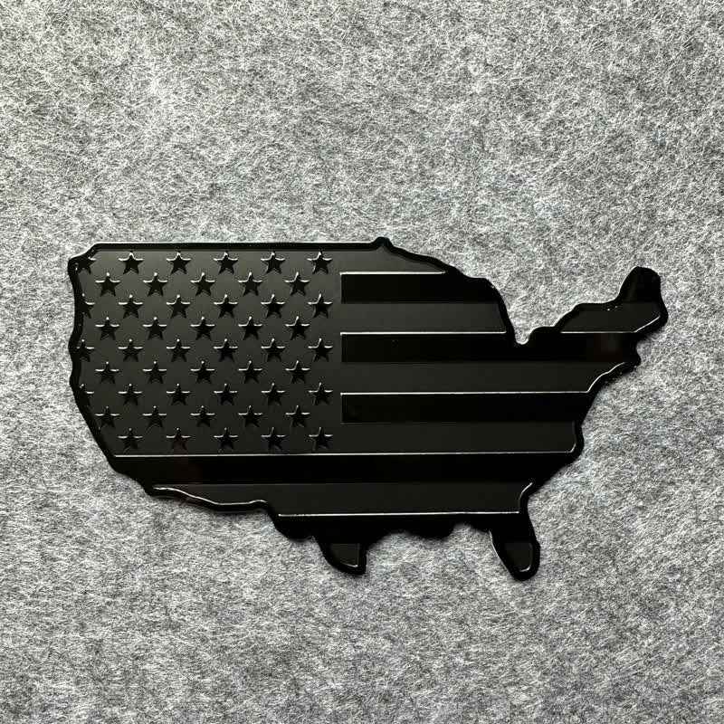 Badge autocollant en métal pour voiture avec carte du drapeau américain