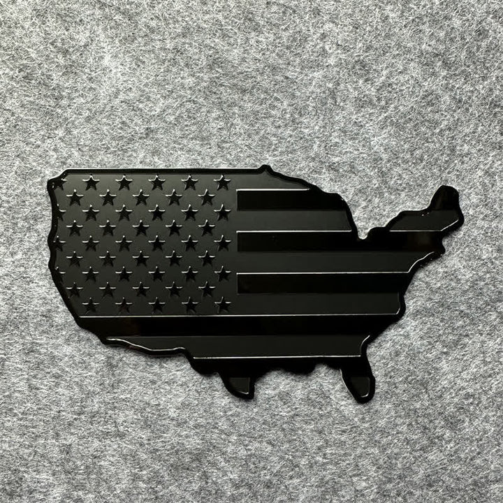 Badge autocollant en métal pour voiture avec carte du drapeau américain