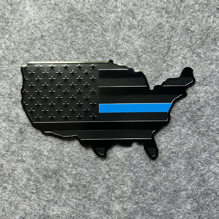 Badge autocollant en métal pour voiture avec carte du drapeau américain