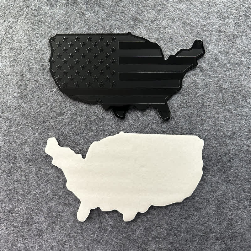 Badge autocollant en métal pour voiture avec carte du drapeau américain