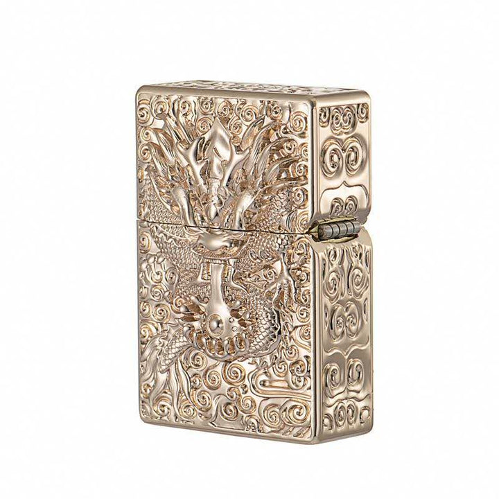 Briquet à pétrole rechargeable en forme de dragon sculpté classique