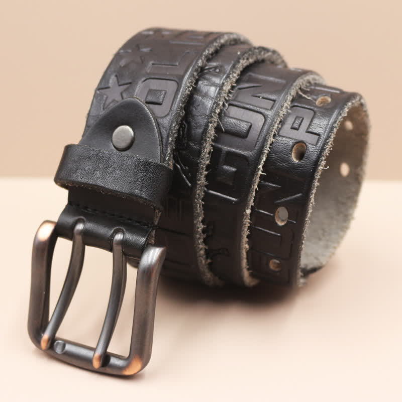 Ceinture en cuir avec motif cheval en relief et lettres anglaises
