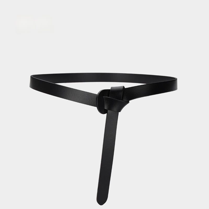 Ceinture classique en cuir avec nœud de couleur unie