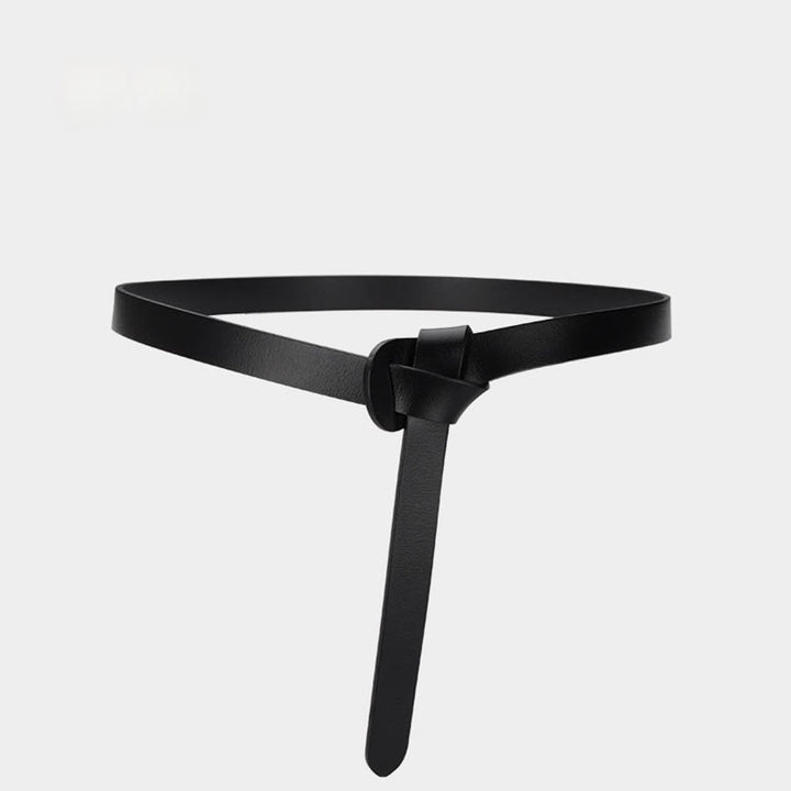Ceinture classique en cuir avec nœud de couleur unie